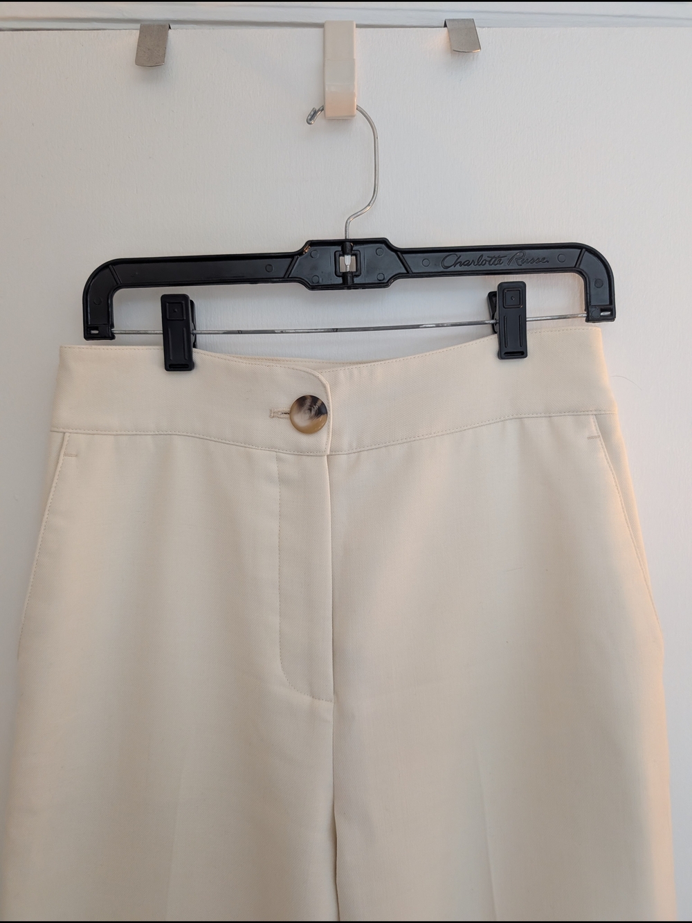 Sezane Damon Trousers- 38 High-Rise Wide Leg Cream Pants - Picture 3 of 6